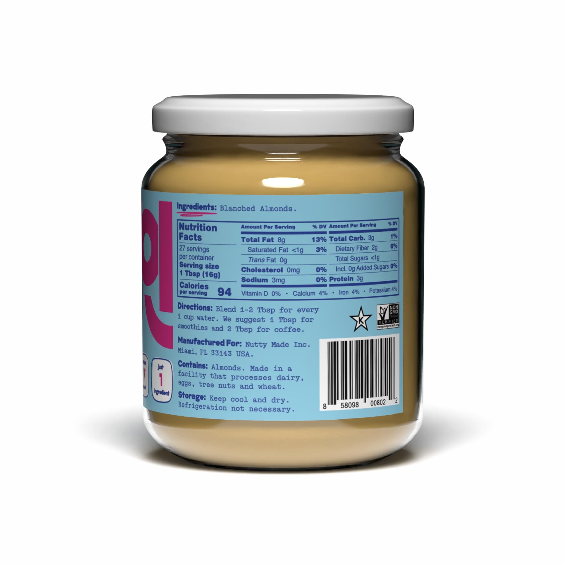 JOI Unsweetened Almond Milk Concentrate Powder - 27 Servings, Makes 7 Quarts Vegan Plant Milk - Dairy Free, Keto, Kosher, Shelf Stable - Perfect for Coffee Creamer, Smoothies, Baking & Cooking - 100% Pure Almonds, No Added Sugar, Gums or Oils - Great for Vegan Lifestyles & Healthy Diets