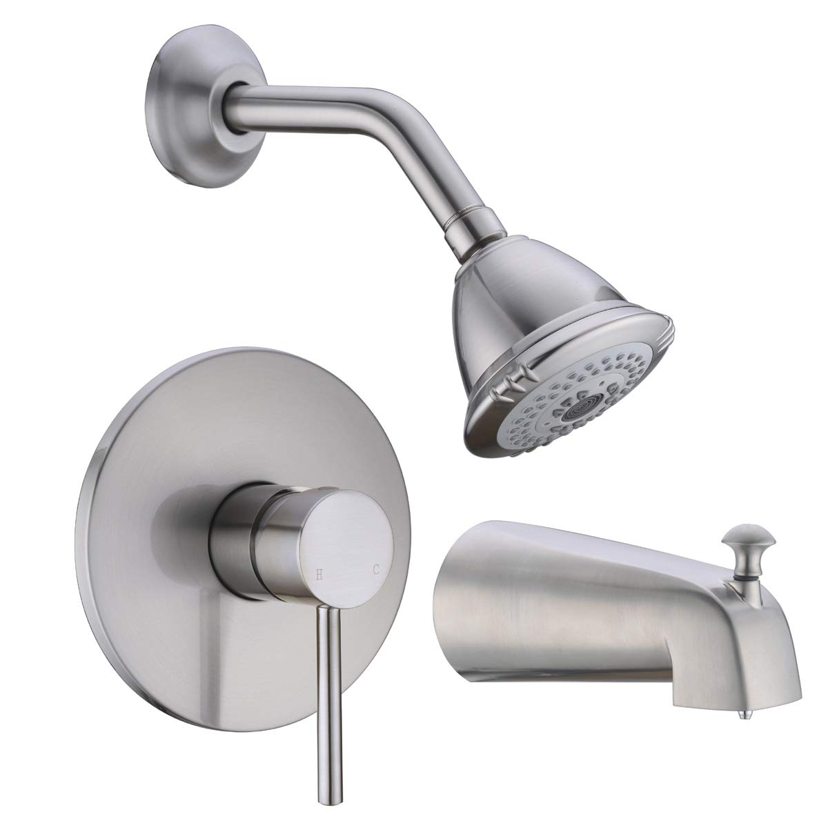 BESTILL Brushed Nickel Wall Mounted Tub and Shower Faucet Set with Shower Valve Trim & Shower Head Kit - Perfect for Bathroom Renovation and Modern Home Upgrade