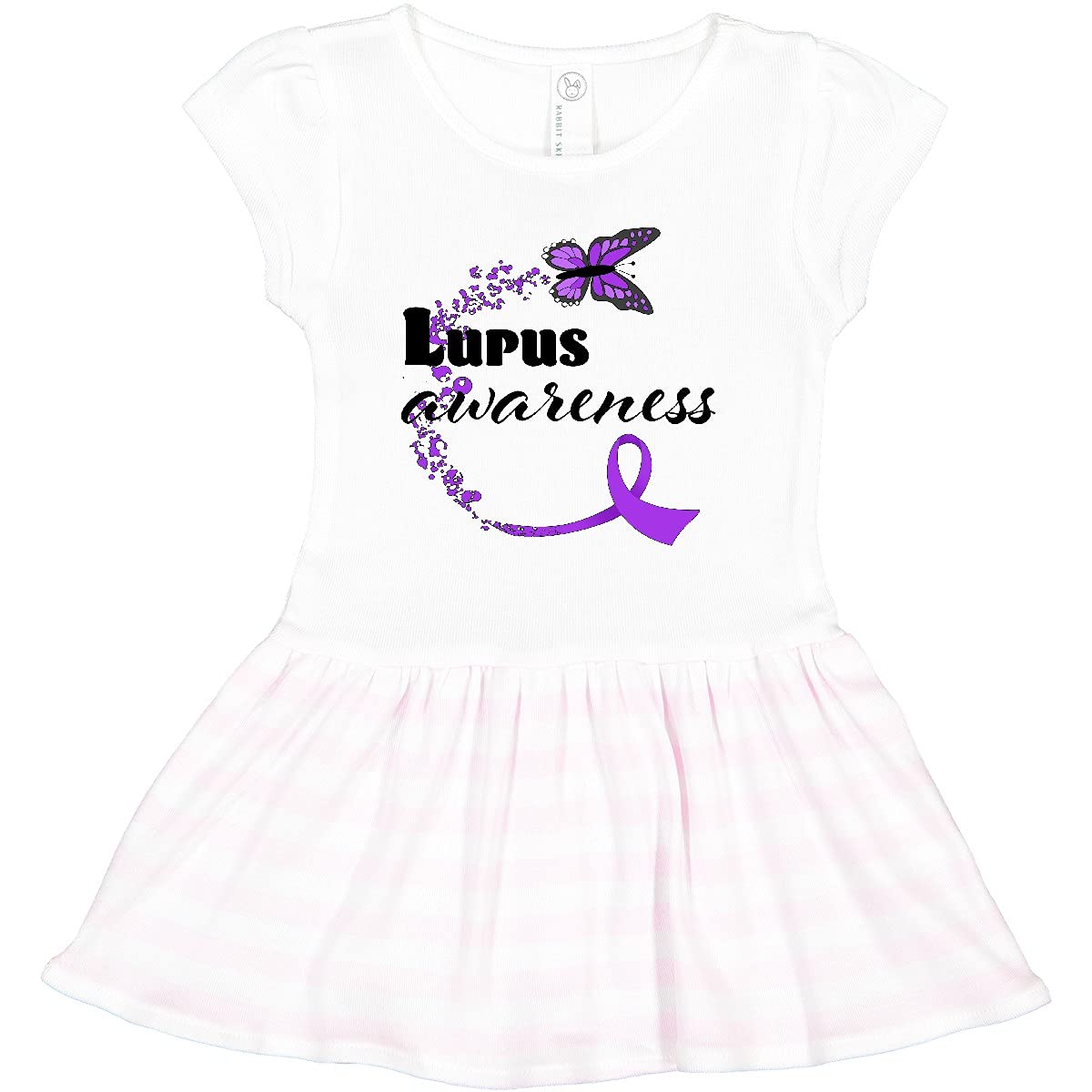 Inktastic Lupus Awareness Butterfly Ribbon Toddler Dress - Cute Purple Butterfly Print Kids Outfit for Charity Events, Walks & Awareness Campaigns