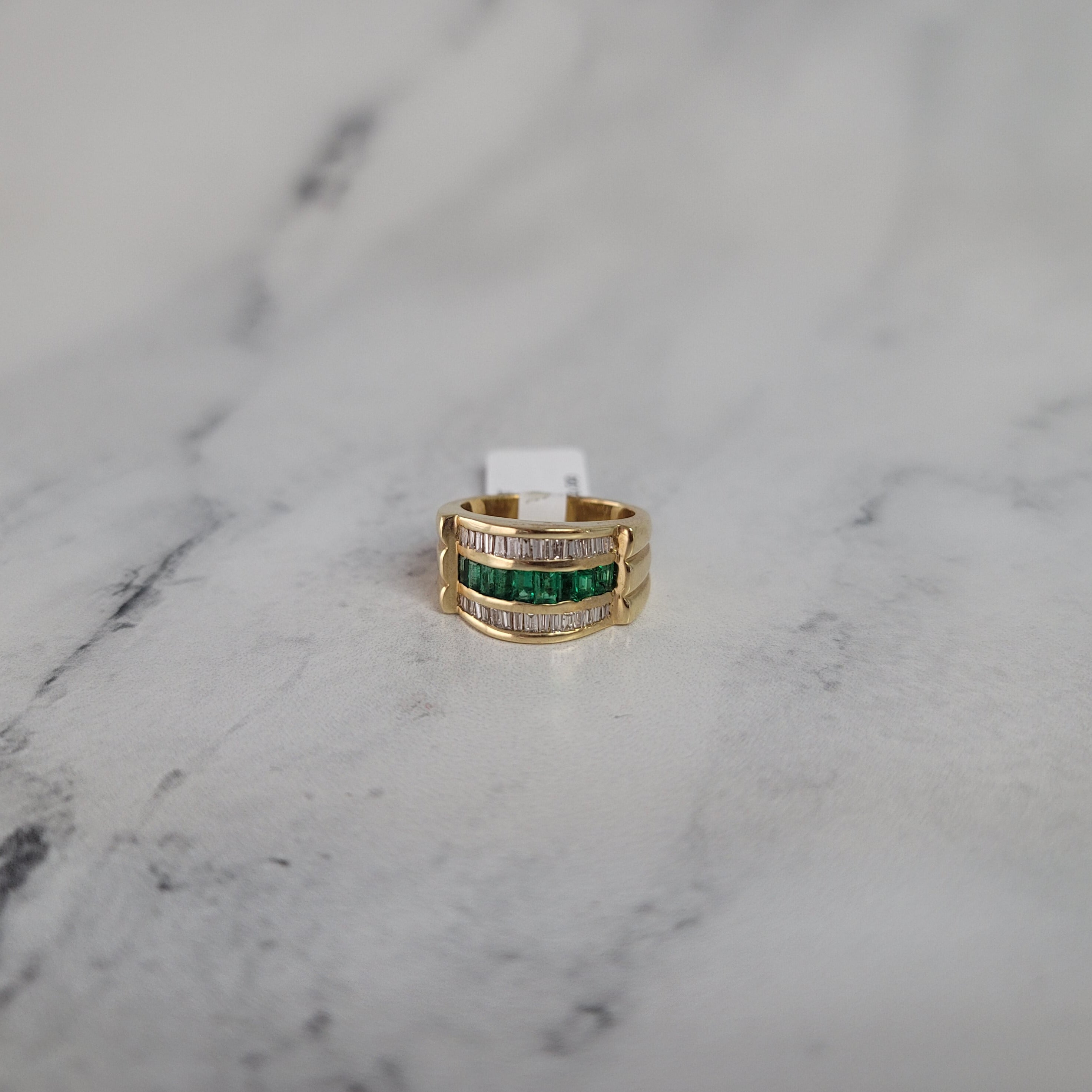 2 Carat Emerald Diamond Baguette Cocktail Ring - 14K Gold Vintage Style Statement Jewelry for Women, Perfect for Parties, Weddings & Special Occasions