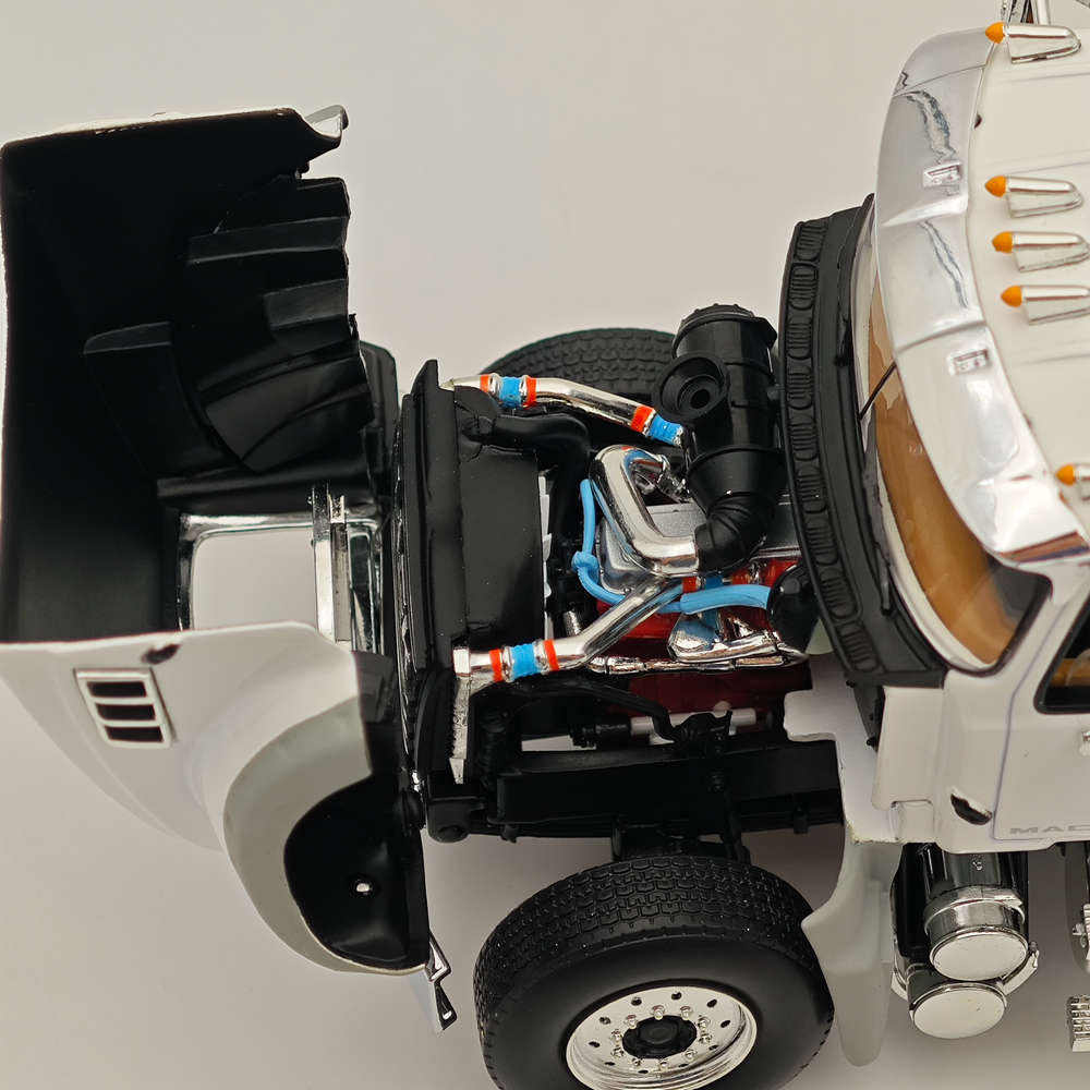 1/34 Scale Mack Granite with McNeilus Rear Load Refuse Body & Trash Carts - White Diecast Model Truck (First Gear 10-4295) - Perfect for Collectors, Display, and Construction-Themed Dioramas