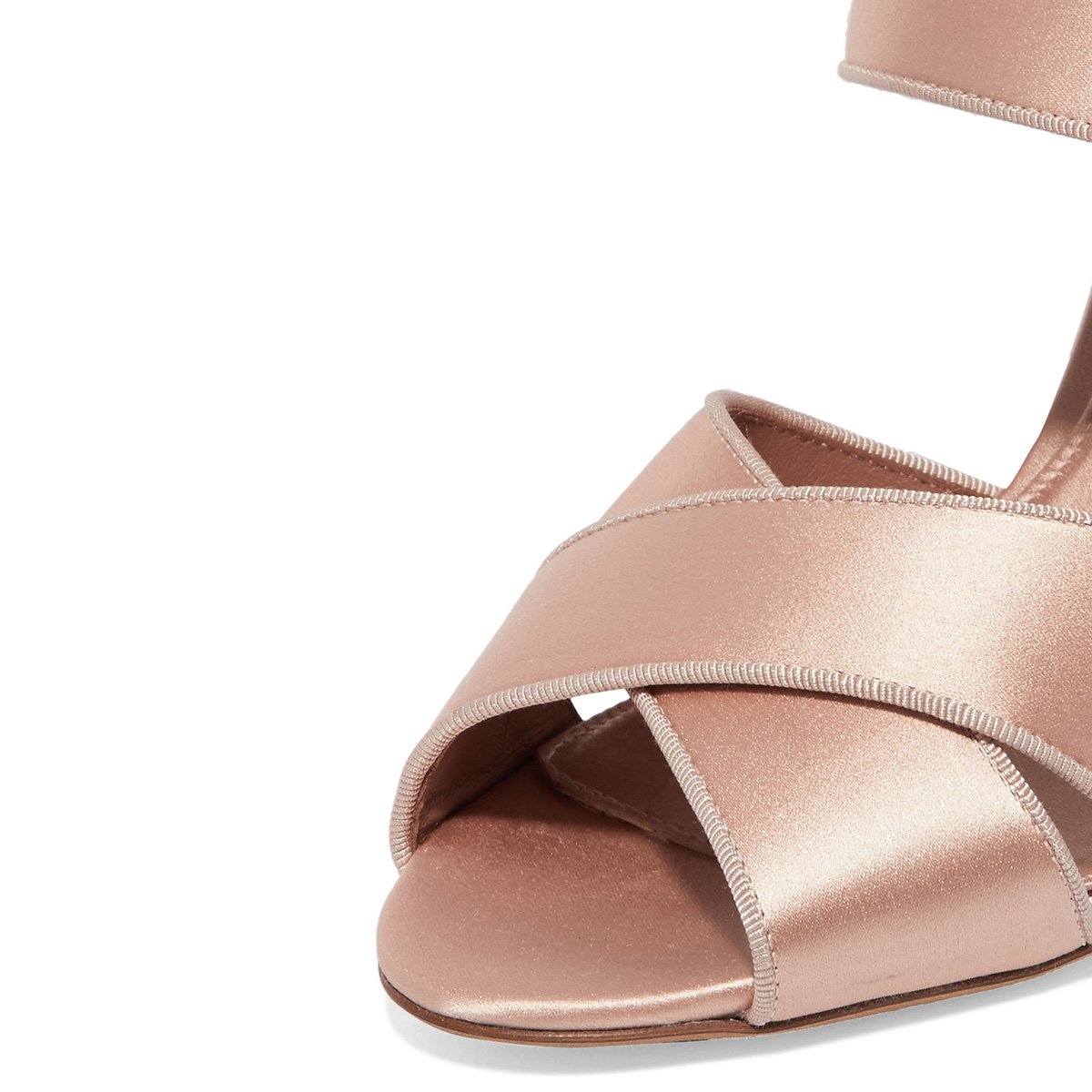 XYD Women's Rhinestone Buckle Peep Toe Chunky High Heel Slide Sandals - Satin Mules Pumps for Party, Wedding & Evening Occasions