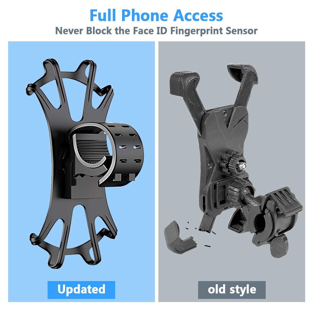 Ellis Kas 2 Pack Universal Motorcycle Phone Mount - 360° Adjustable Bike Phone Holder for iPhone 7/8/X/11/12/Pro/Plus, Samsung Galaxy, Google Pixel, Nubia, LG - Perfect for Cycling, Commuting & Outdoor Adventures