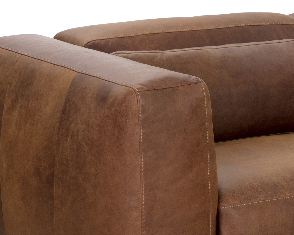 Beau Sofa Chaise Raf Lucia in Premium Tobacco Leather - Modern Sectional Sofa for Living Room, Lounge & Home Theater