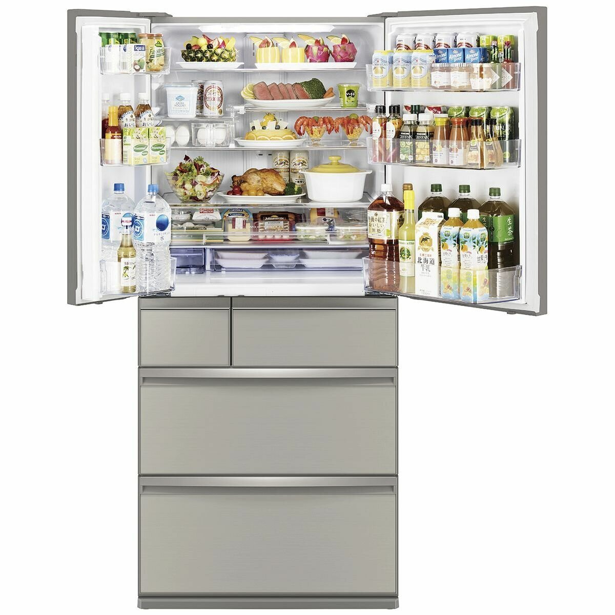 Mitsubishi Electric 700L Frost-Free Multi-Drawer Refrigerator in Argent Silver - MR WX700C S A - Perfect for Modern Kitchens & Large Family Storage