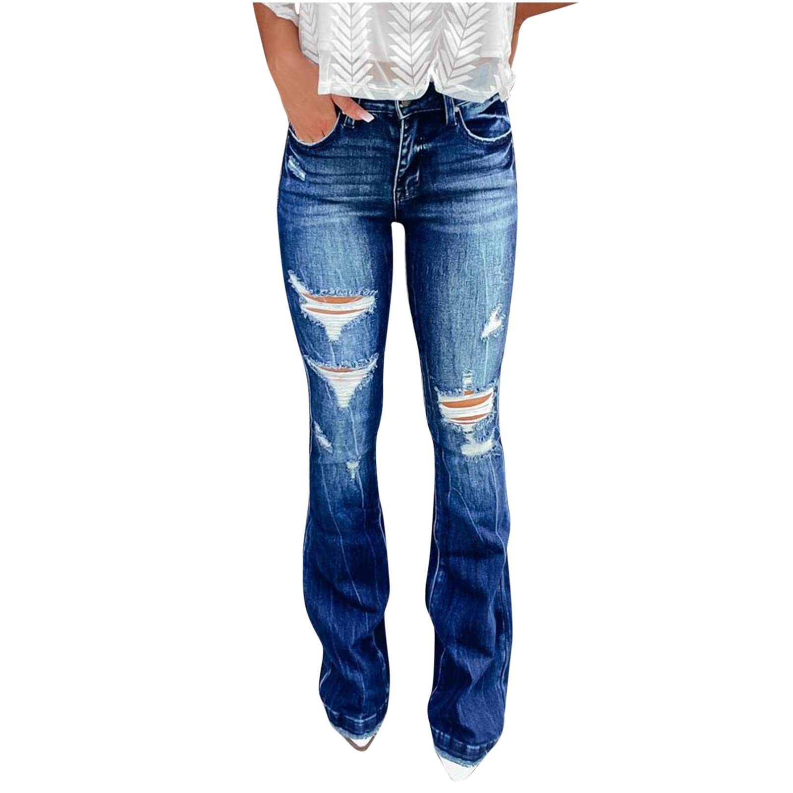 babysbule Women's Ripped Boyfriend Jeans - Distressed Washed Denim Pants with Stretch & Holes | Skinny Fit Casual Jeans for Everyday Wear, Street Style & Weekend Outfits