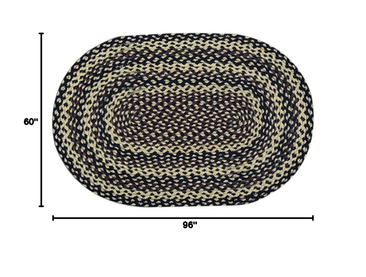 Premium Handmade Earth Rugs 5x8 Feet Oval Area Rug - Soft Boho Chic Rug in Ebony/Ivory/Chocolate for Living Room, Bedroom & Nursery Decor | Non-Slip Eco-Friendly Jute Backing