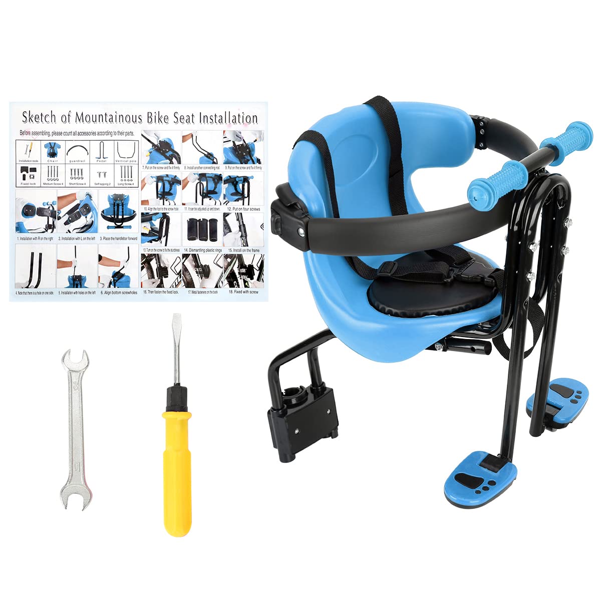 Best Front Mount Baby Bike Seat for Toddlers - Adjustable Safety Belt & Handrail - Universal Fit for Adult Bicycles - Perfect for Family Cycling & Outdoor Adventures