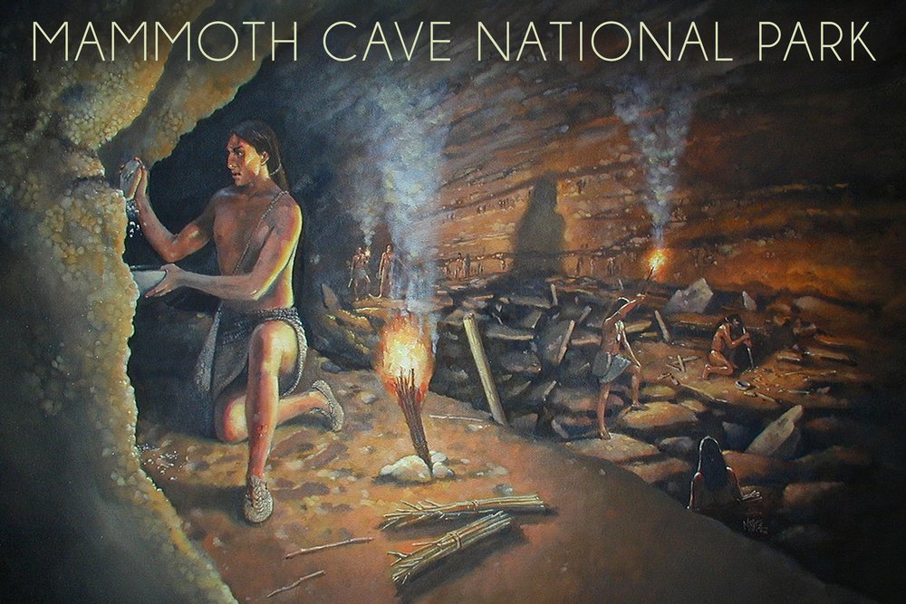 Signed Mammoth Cave Kentucky Original Cave Painting 52914 Art Print - 24x36 Wall Decor Poster for Home, Office & Gallery Display