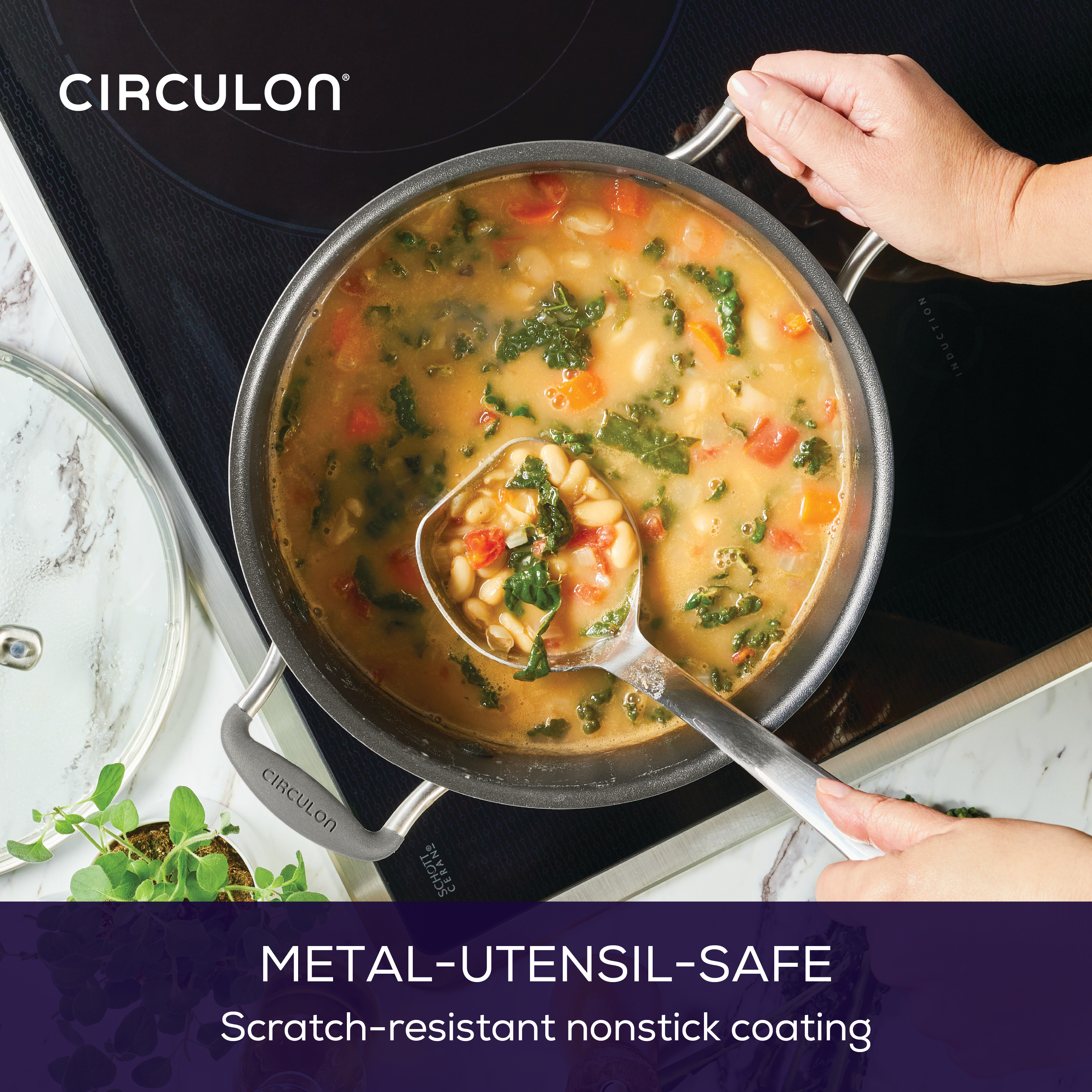 8 Quart Nonstick Stockpot with Lid - ScratchDefenseâ¢ Technology for Durable Cooking - Perfect for Soups, Stews, Pasta & Family Meals