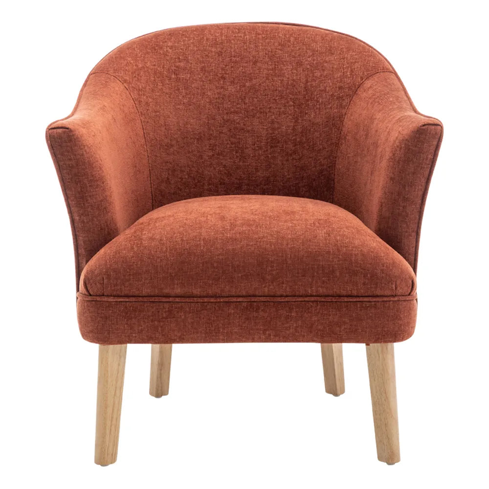 Elsa Occasional Chair - Soft Terracotta Chenille Upholstered Accent Chair for Living Room, Bedroom, or Office - Perfect for Reading Nook, Lounge Area, and Home Decor