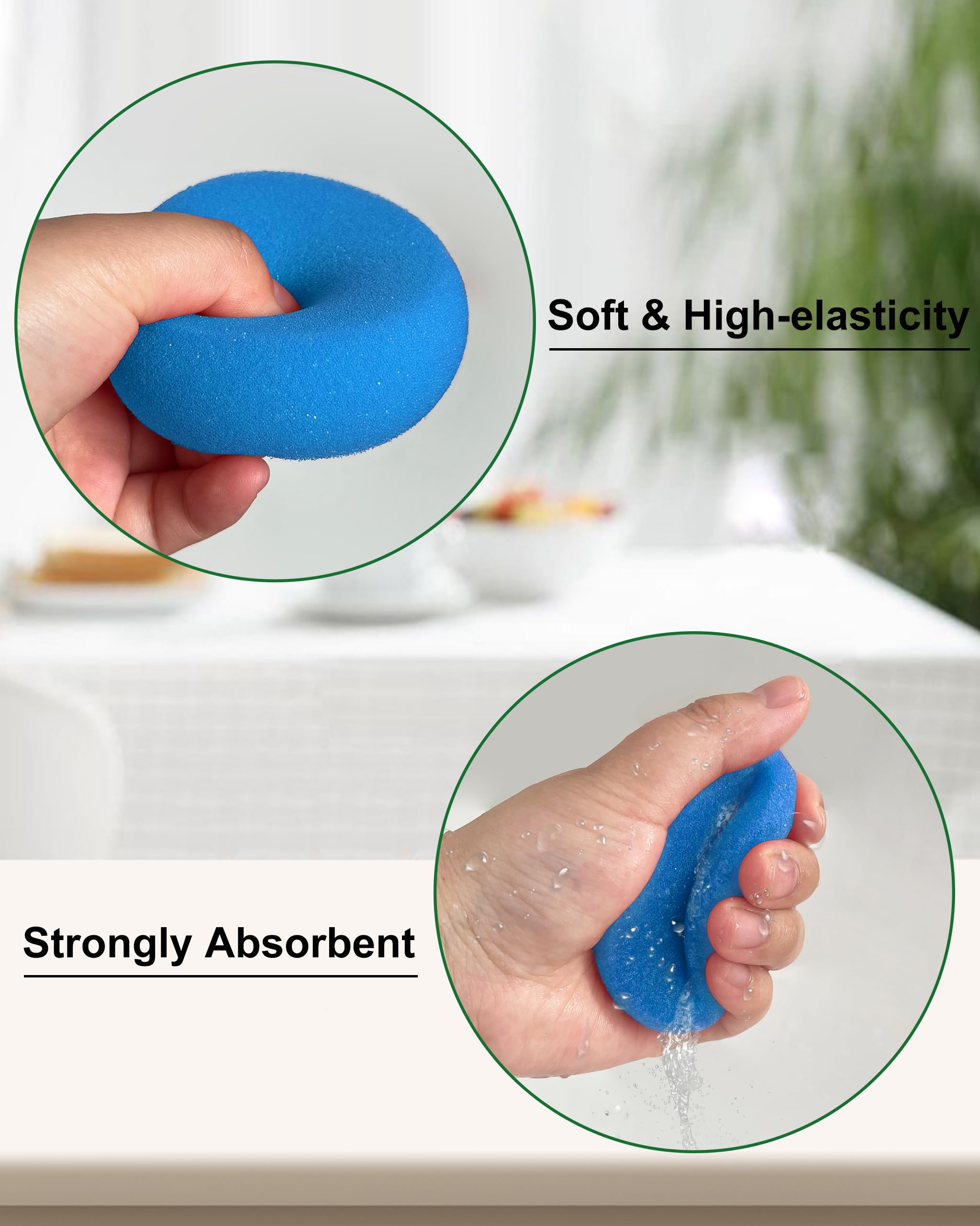 12-Pack Round Synthetic Artist Sponges (2.96 Inch) - Perfect for Watercolor Painting, Acrylic Art & DIY Crafts - Blue Sponge Set for Professional & Hobby Artists
