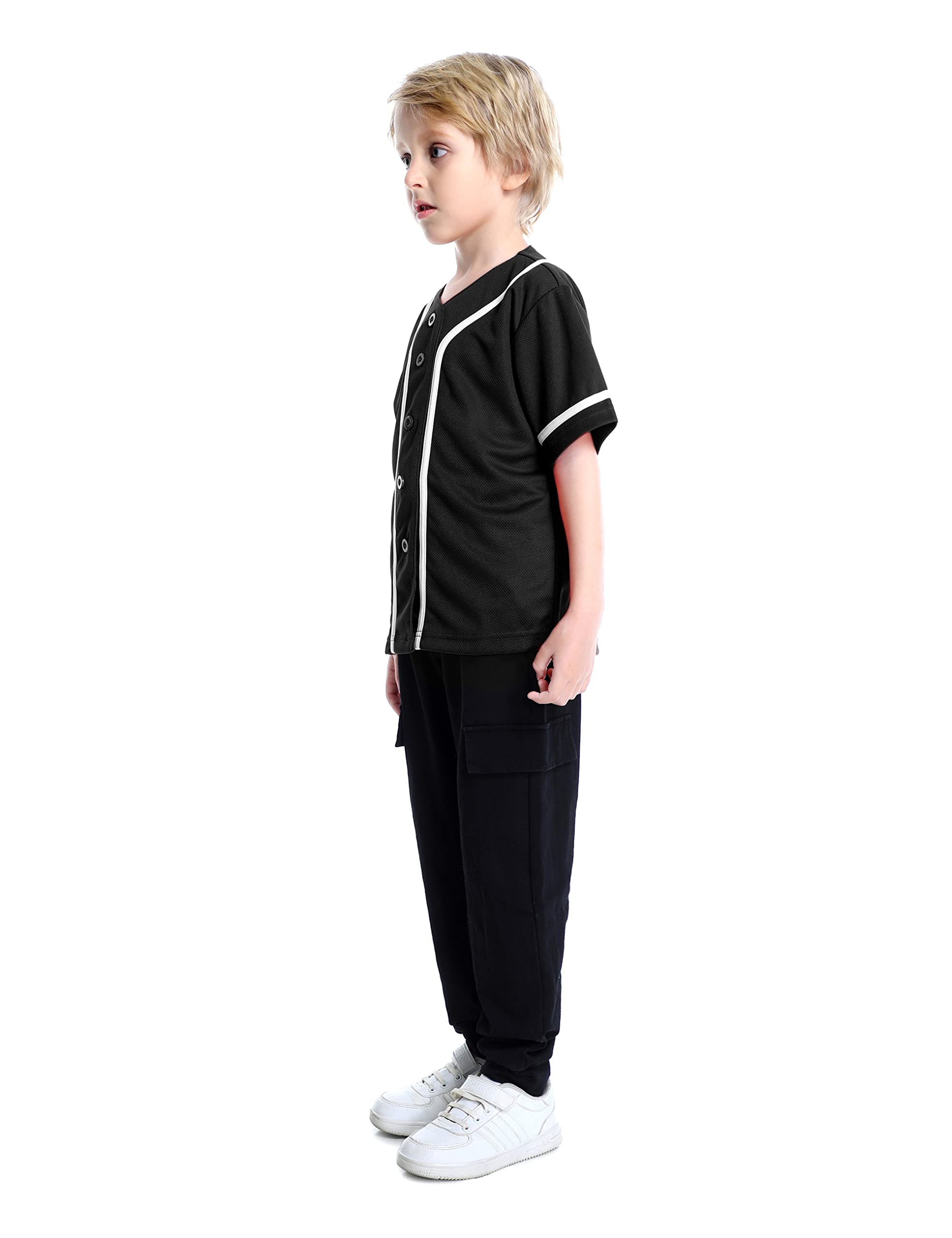TopTie Boys Baseball Jersey - Kids Button Down Jersey T-Shirt for Softball & Baseball Games - Comfortable Youth Athletic Shirt for Practice, Games & Team Uniforms