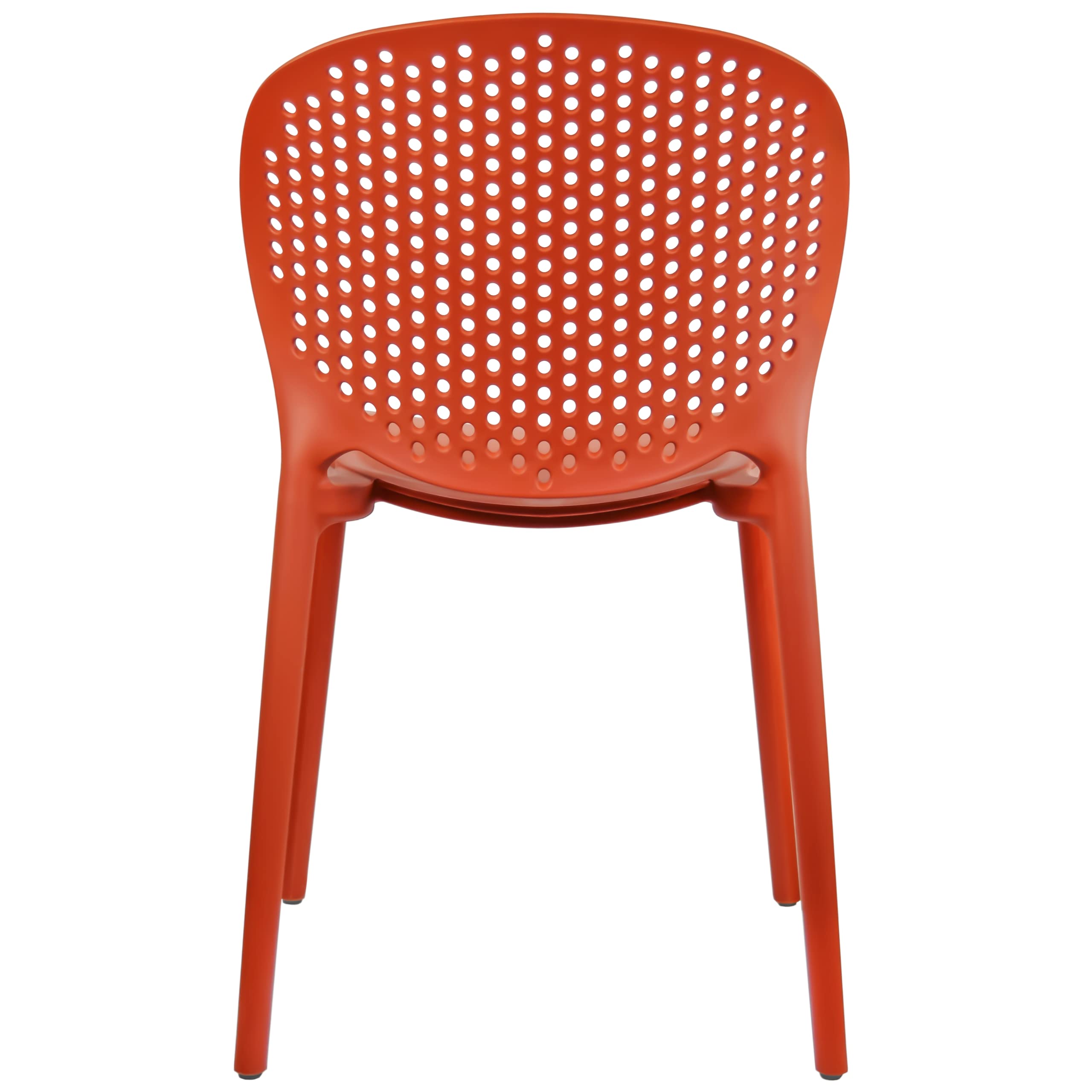 2xhome Set of 3 Modern Stackable Patio Chairs - Waterproof Outdoor Dining Chairs for Poolside, Garden, Restaurant & Indoor Use - Orange Accent Furniture for Kitchen, Living Room & Commercial Spaces