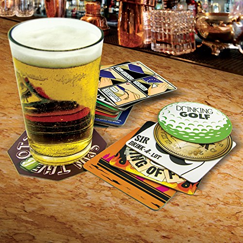 Gentleman's Club Drinking Game Bar Coasters - Set of 6 Premium Absorbent Coasters for Beer, Wine & Cocktails - Perfect for Poker Nights, Bachelor Parties & Man Cave Decor