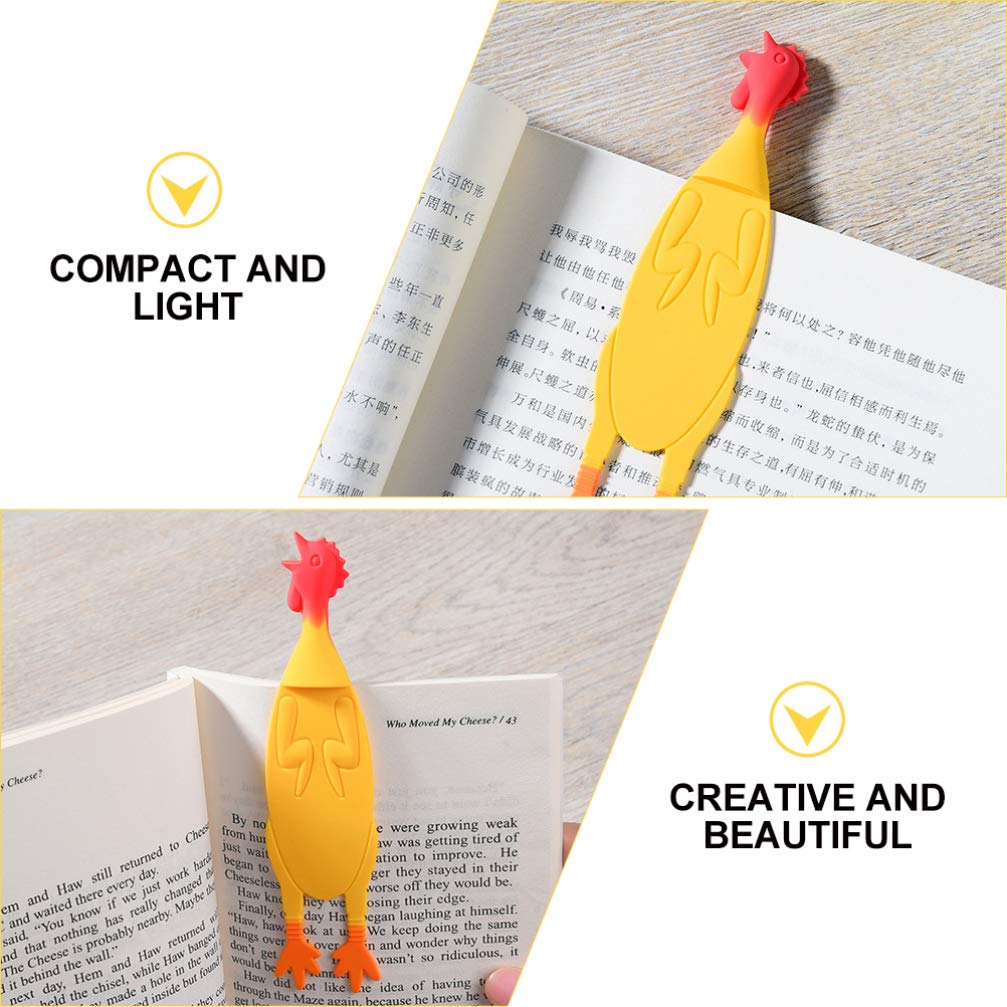 NUOBESTY Funny Screaming Chicken Bookmark - Plastic Animal Corner Bookmarks for Kids, Book Lovers & Gifts - Unique Novelty Reading Accessories for Children's Books, Gifts & School Supplies