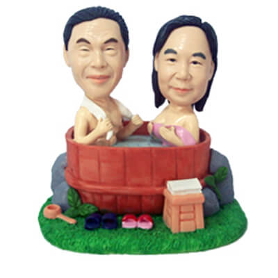 Custom Couple Bathing in The Tub Bobblehead - Personalized Anniversary Gift for Couples, Fun Home Decor, Unique Wedding Present - Perfect for Valentine's Day, Bridal Shower & Romantic Home Decor