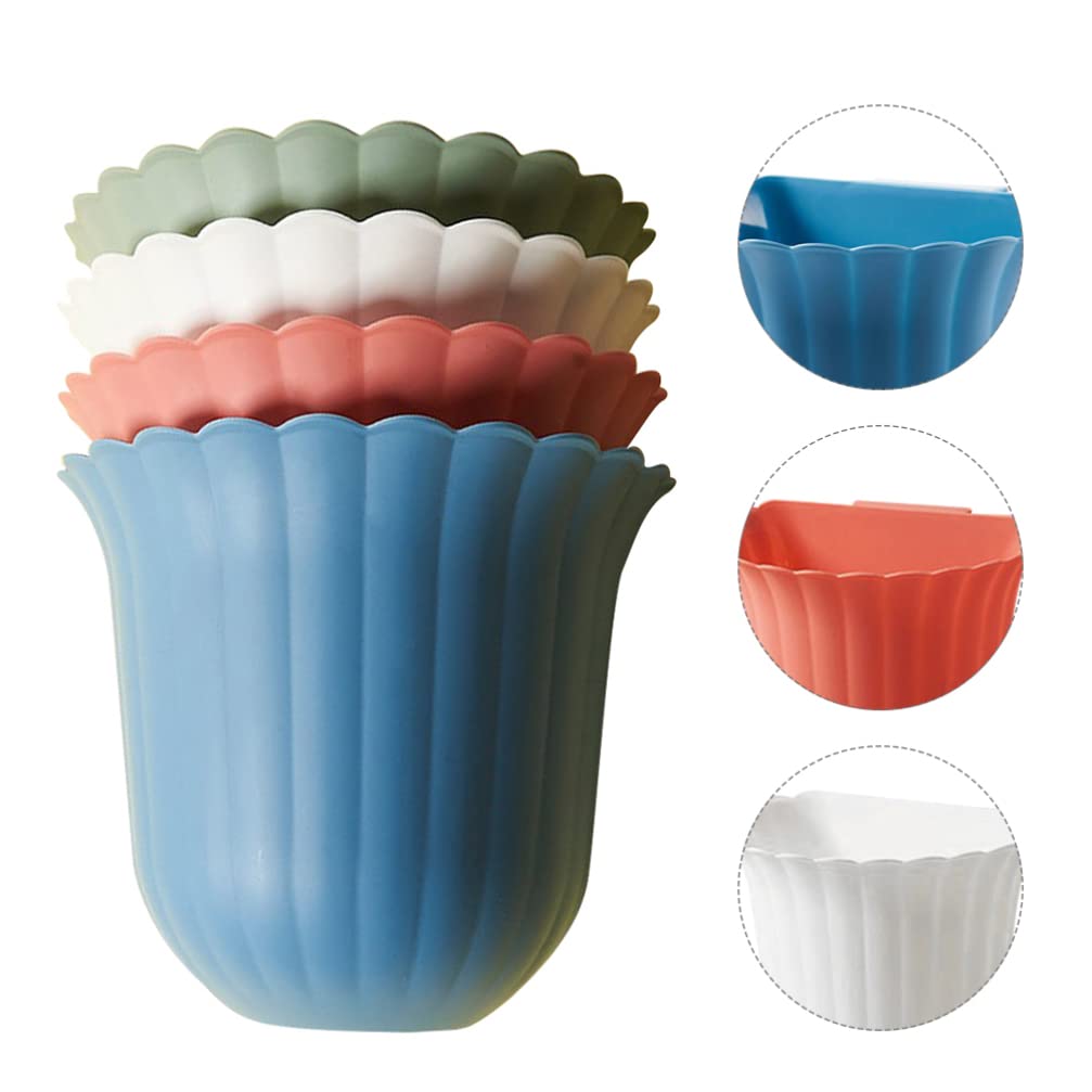 DOITOOL 4pcs Multi-Color Mini Hanging Trash Can for Kitchen Cabinet Door - Compact Garbage Bin for Home, Office, and RV Use