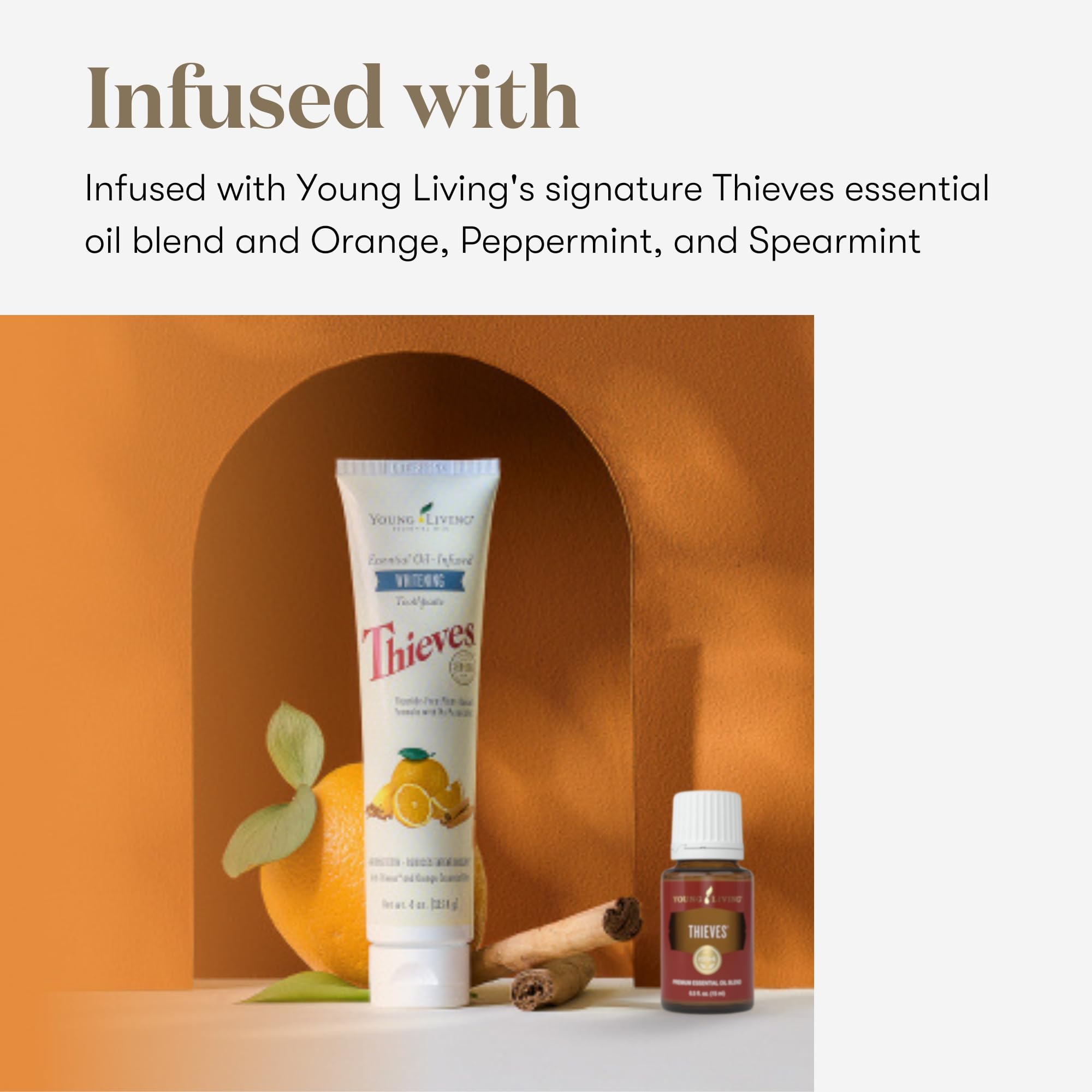 Young Living Thieves Whitening Toothpaste - Natural Fluoride-Free Toothpaste for Teeth Whitening & Oral Care - 4 oz Tube with Certified Ingredients - Fresh Breath & Healthy Teeth for Daily Use at Home or Travel