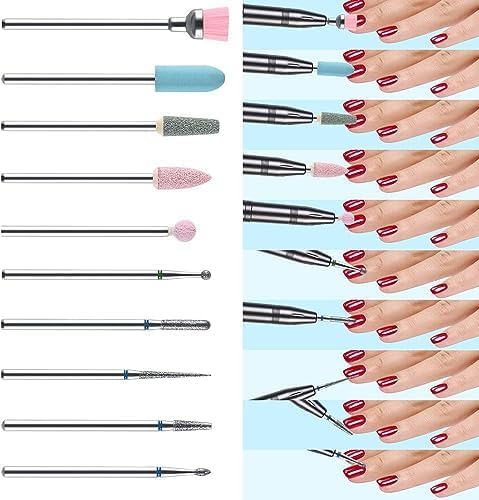Professional RUBYFACE Nail Drill Bits Set - 10-Piece 3/32