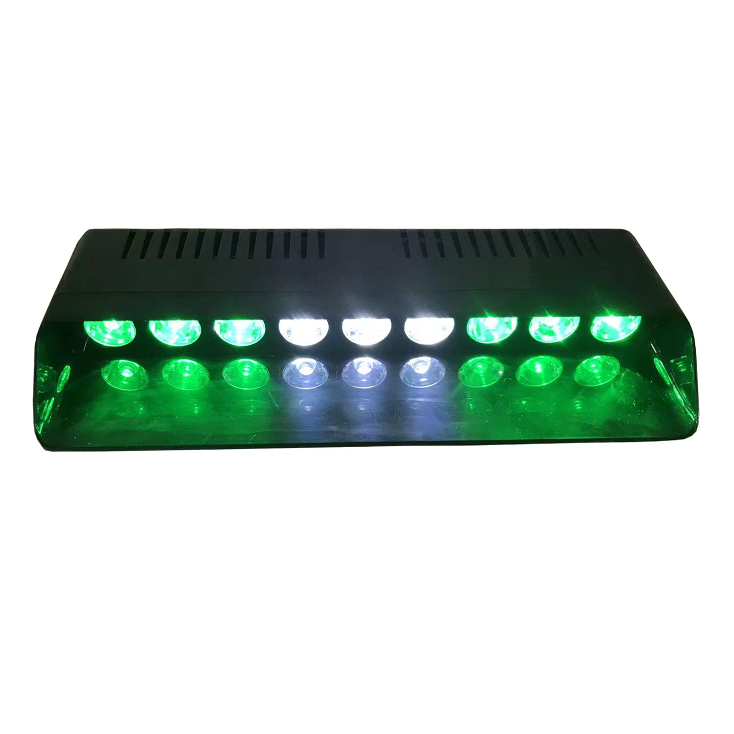 Wecade® 9 LED 9W Super Bright Strobe Dash Lights - 16 Flash Patterns for Emergency Vehicles, Police Cars, Trucks & EMS - Green/White/Green Warning Lights (Perfect for Roadside Assistance & Traffic Control)