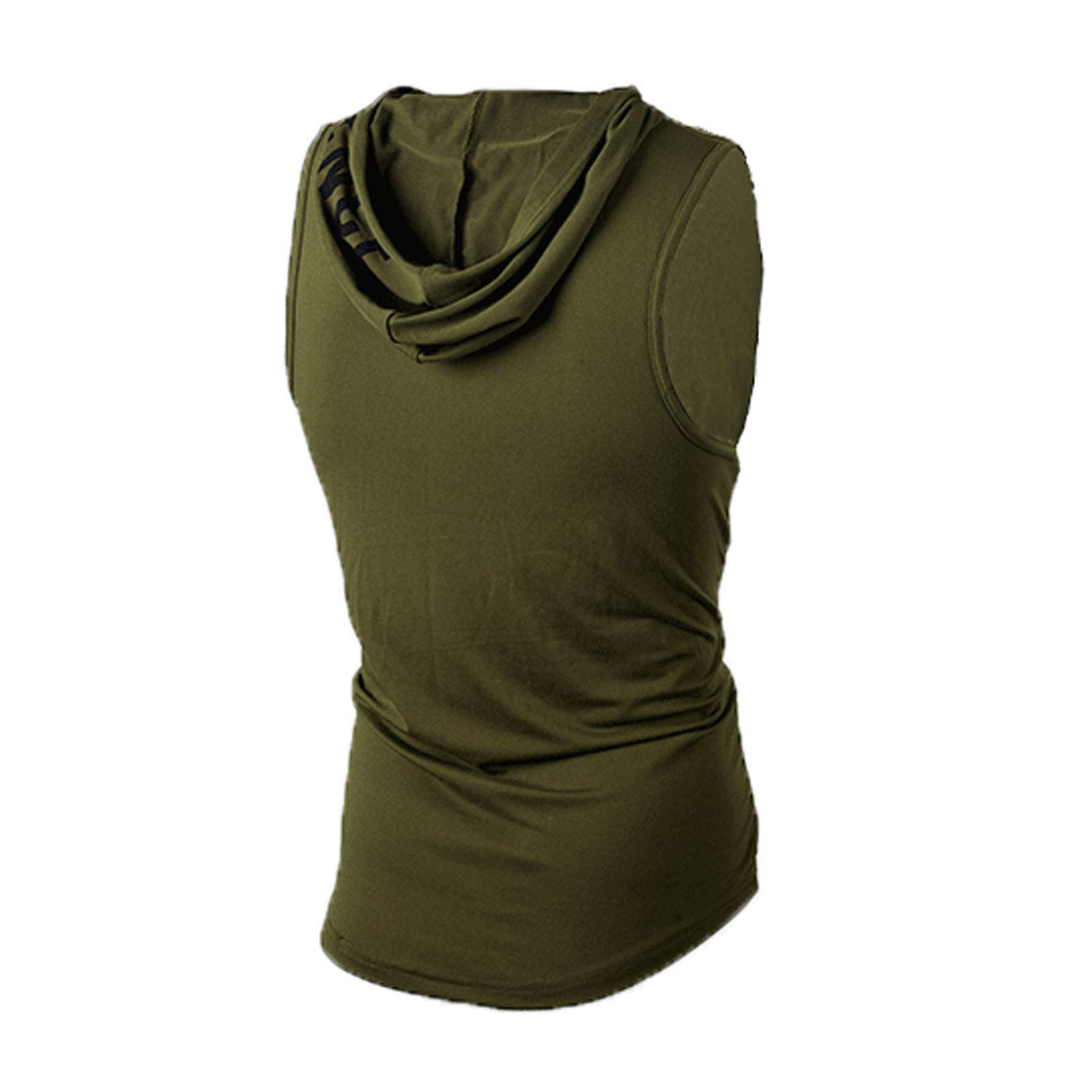 Flygo Men's Hooded Tank Top - Sleeveless Workout Shirt & Muscle Stringer Vest for Gym, Running & Summer Outdoor Activities