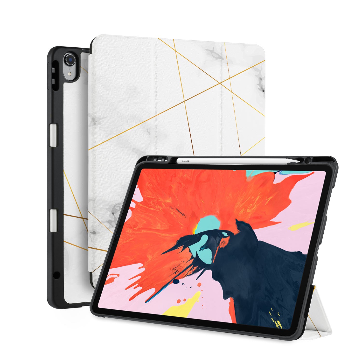 Premium Marble iPad Trifold Case for iPad 2020 - Slim Protective Cover with Auto Sleep/Wake | Perfect for Work, Travel & Home Use