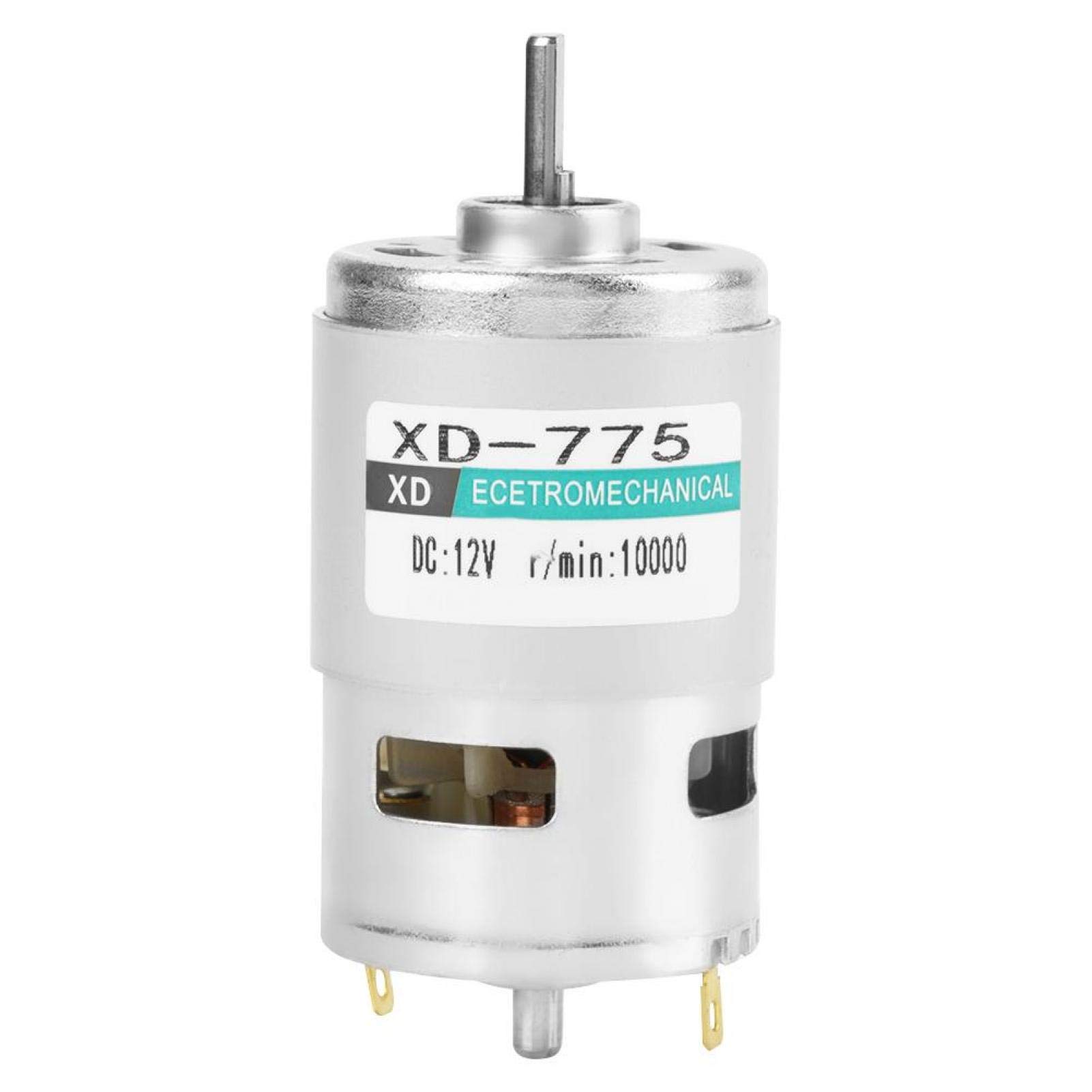XD-775 12V DC High Speed Motor 10000RPM with Double Ball Bearings - Low Noise Gear Motor for Small Lathes, Precision Machinery & Battery Cars | Ideal for DIY Projects, Robotics & Power Tools