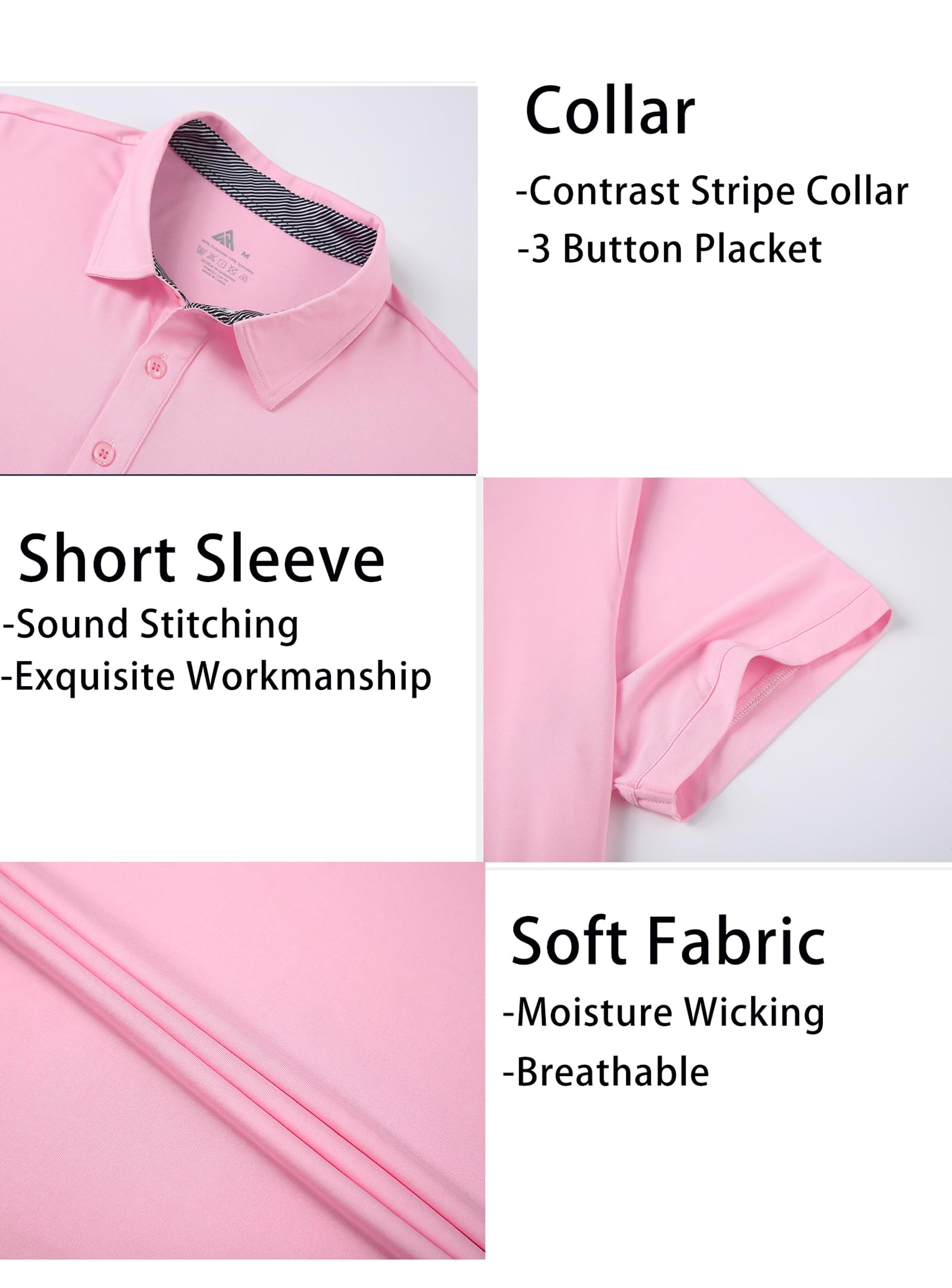Men's Performance Polo Shirts - Short Sleeve Moisture Wicking Athletic Shirt for Golf, Workout & Casual Wear | Breathable & Comfortable for Sports & Outdoor Activities