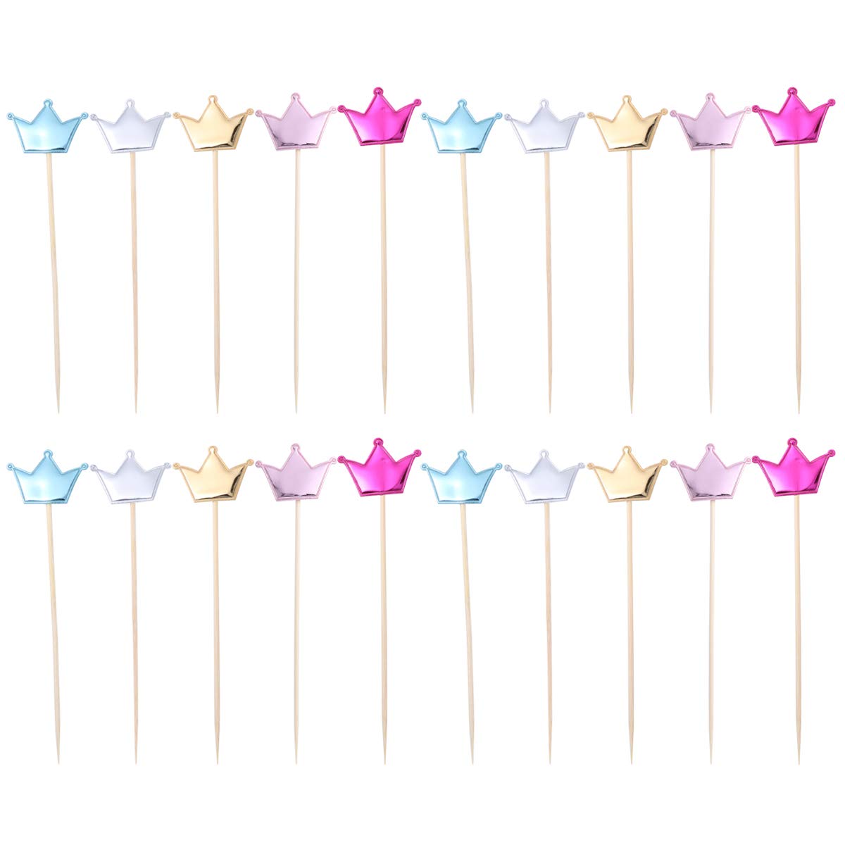 iFundom 50pcs Colorful Crown Cake Toppers - Adorable Cupcake Picks for Birthday Party Decorations (5 Colors, 50pcs/Pack) | Perfect for Birthday Cakes, Desserts, Baby Showers & Wedding Celebrations