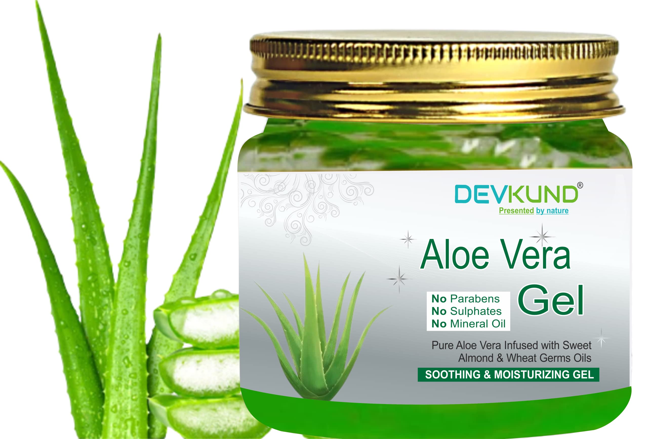 Devkund® Aloe Vera Gel for Face & Hair - 200g Hydrating Moisturizer with Soothing Properties | Multipurpose Skin Care Solution for Sunburn Relief, Dry Skin Treatment & Hair Conditioning