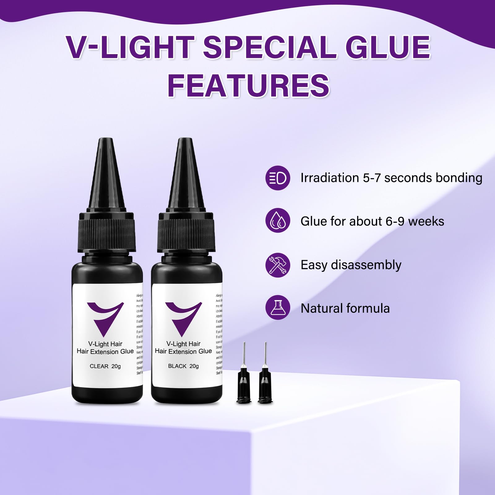 Professional V Light Hair Extensions Kit - Includes UV Lamp, Remover Machine, Glue & Remover Solution (4 Pack Each) | Perfect for Salon Styling, DIY Hair Extensions & At-Home Hair Care