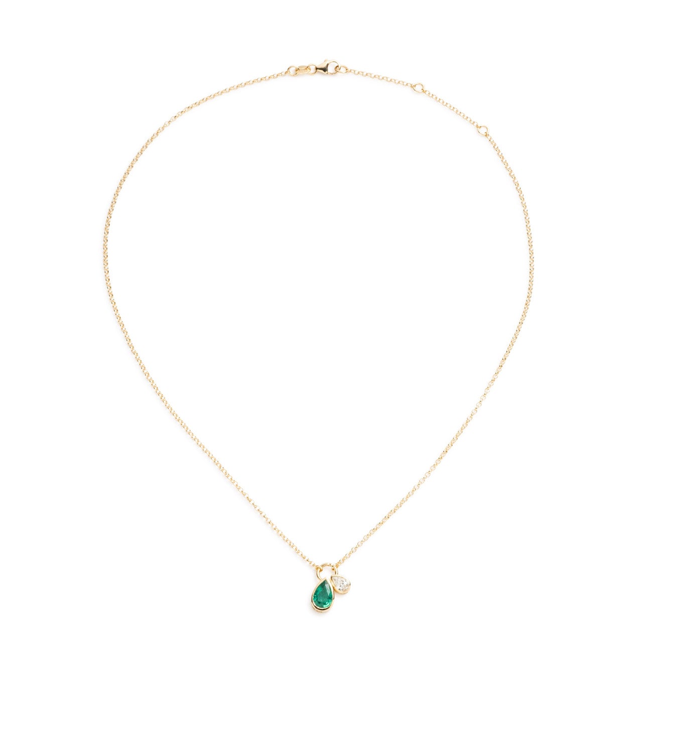Emerald & Diamond Belcher Stationary Necklace - Elegant Fine Jewelry for Women | Perfect for Weddings, Anniversaries & Special Occasions