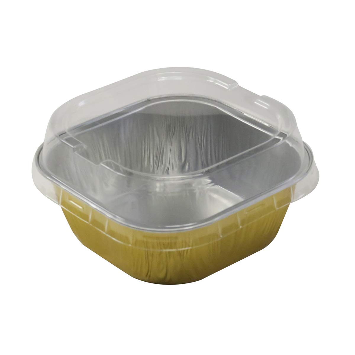 KitchenDance 4 Inch Square Baking Pan with Snap-On Lid - 8 oz Aluminum Cake Pan - Oven, Freezer & Microwave Safe - Gold Color - Perfect for Baking, Meal Prep, Catering, Restaurants & Home Use - Great for Brownies, Cakes, Bars & Desserts (1000 Pack, A6 Size)