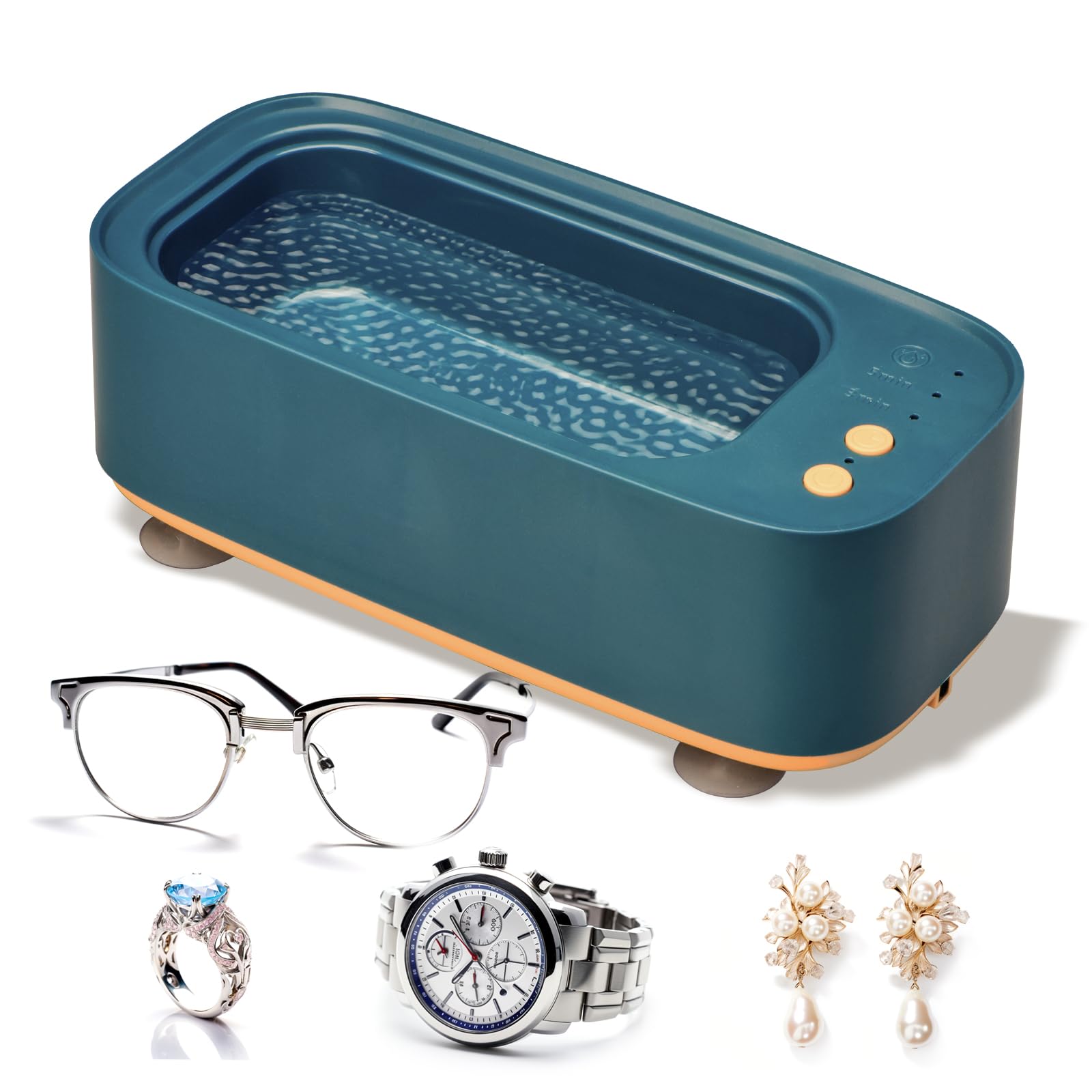 Professional Ultrasonic Jewelry Cleaner with 3 Modes - 48KHz 20oz (600ml) Portable Sonic Cleaner for Jewelry, Eyeglasses, Watches & Accessories - Perfect for Rings, Earrings, Necklaces, Watch Straps & Makeup Brushes - Easy One-Touch Operation (Blue) | Ideal for Home, Travel & Professional Jewelry Care