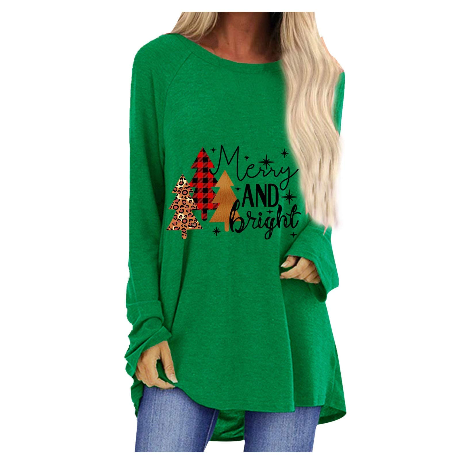 Trendy Women's Crewneck Long Sleeve Pullover Sweatshirt - Casual Loose Fit Blouse for Everyday Wear | Perfect for Work, Weekend & Fall Layering