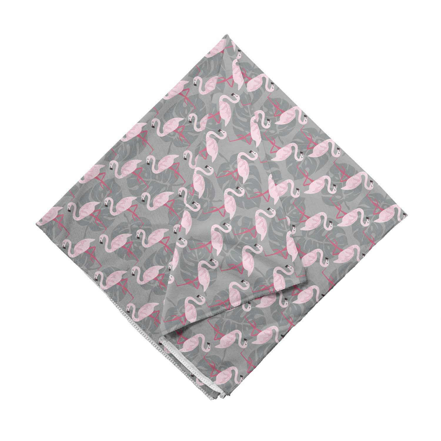 Ambesonne Flamingo Bandana - Tropical Tree Leaves Wildlife Print - Unisex Head Wrap & Neck Scarf for Summer Beach, Music Festivals & Outdoor Adventures