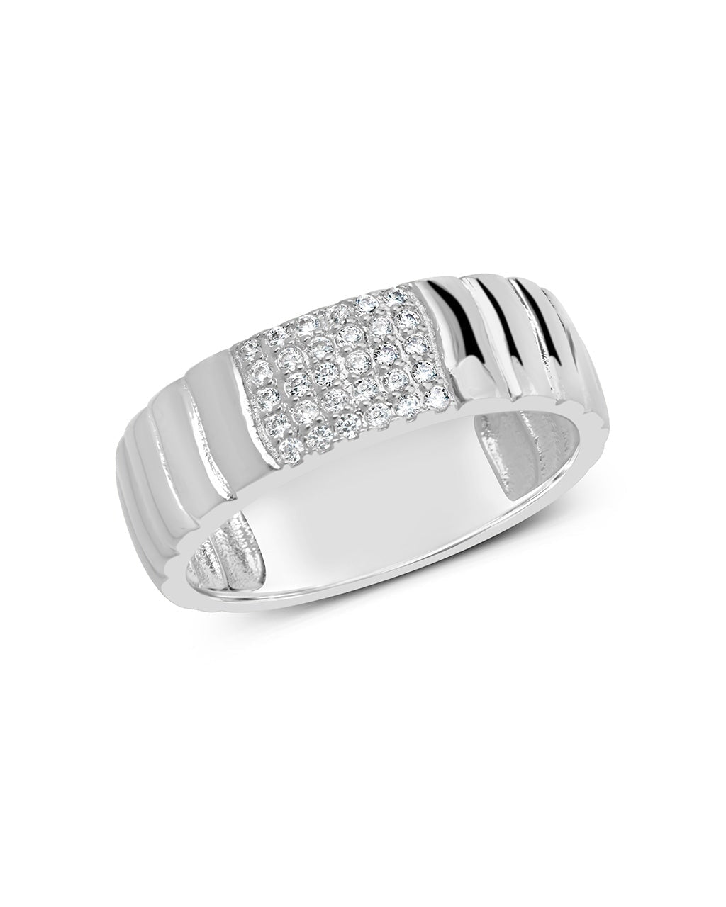 Riley CZ Textured Band Ring for Women - Elegant Cubic Zirconia Stackable Ring for Everyday Wear, Gift Giving & Special Occasions