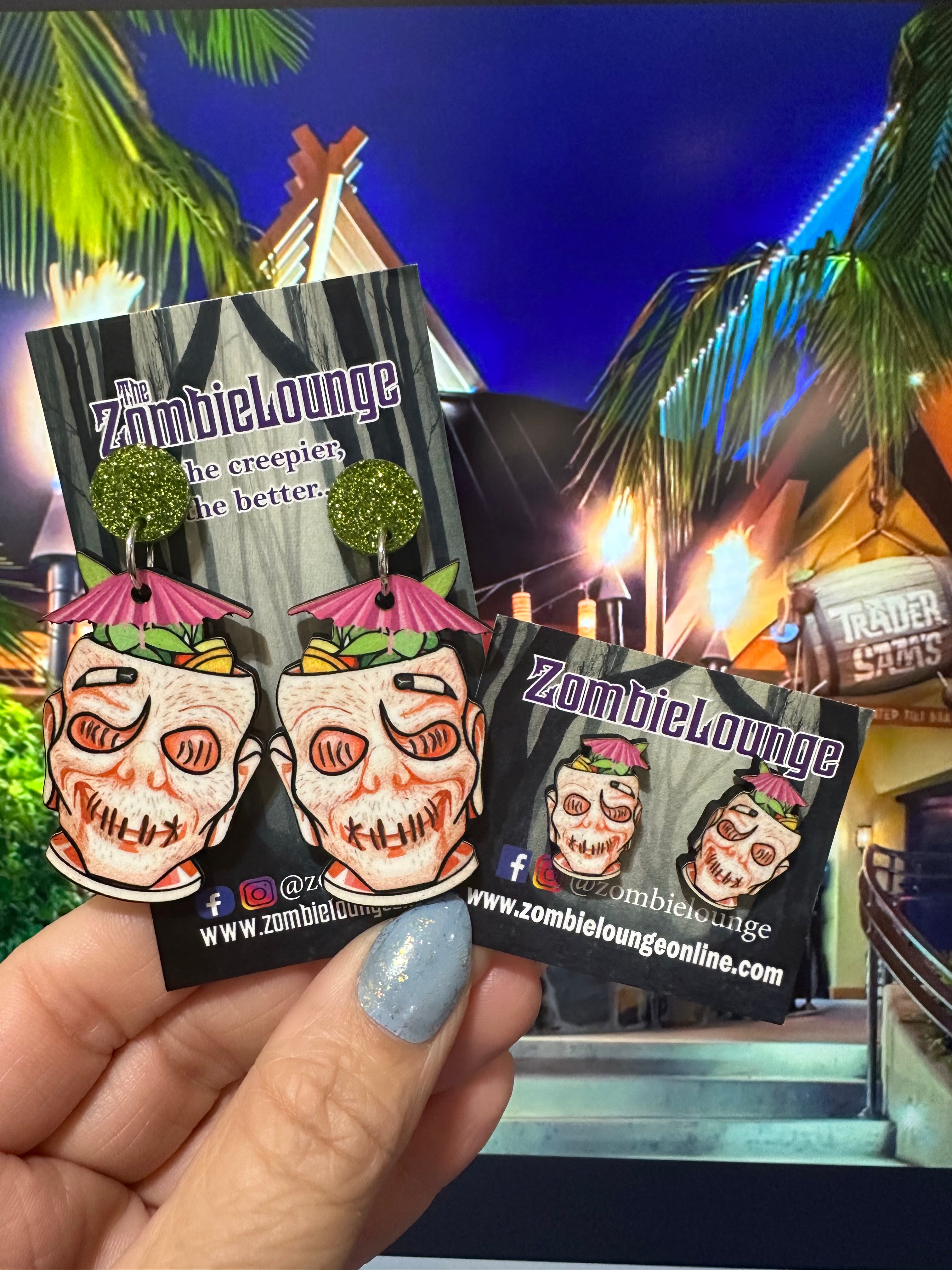 Spooky Tiki Mug Earrings - Halloween Themed Ceramic Dangle Earrings for Women | Perfect for Costume Parties, Tropical Luaus & Unique Gift Giving