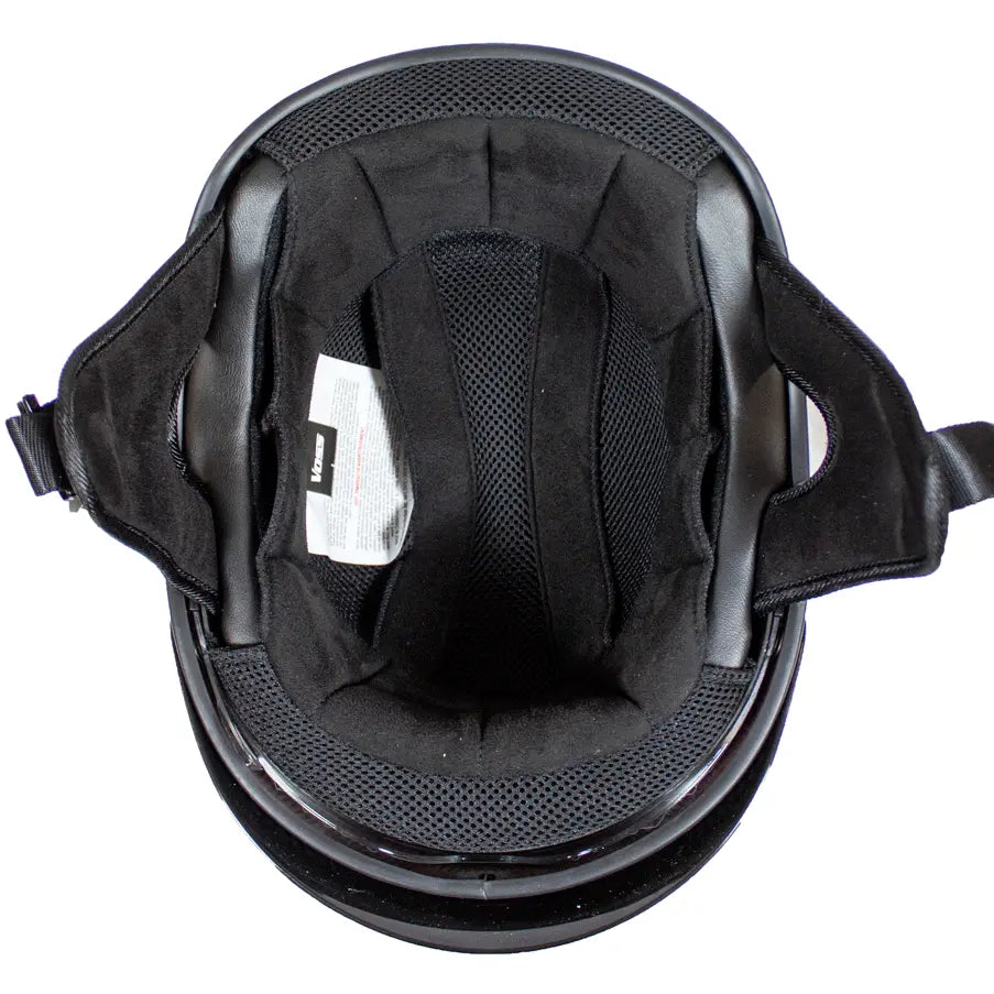 VOSS 707FRP Black Skull and Rose Half Helmet with Peak - DOT Approved Motorcycle Helmet for Men & Women - Perfect for Cruiser, Chopper, and Harley Riders