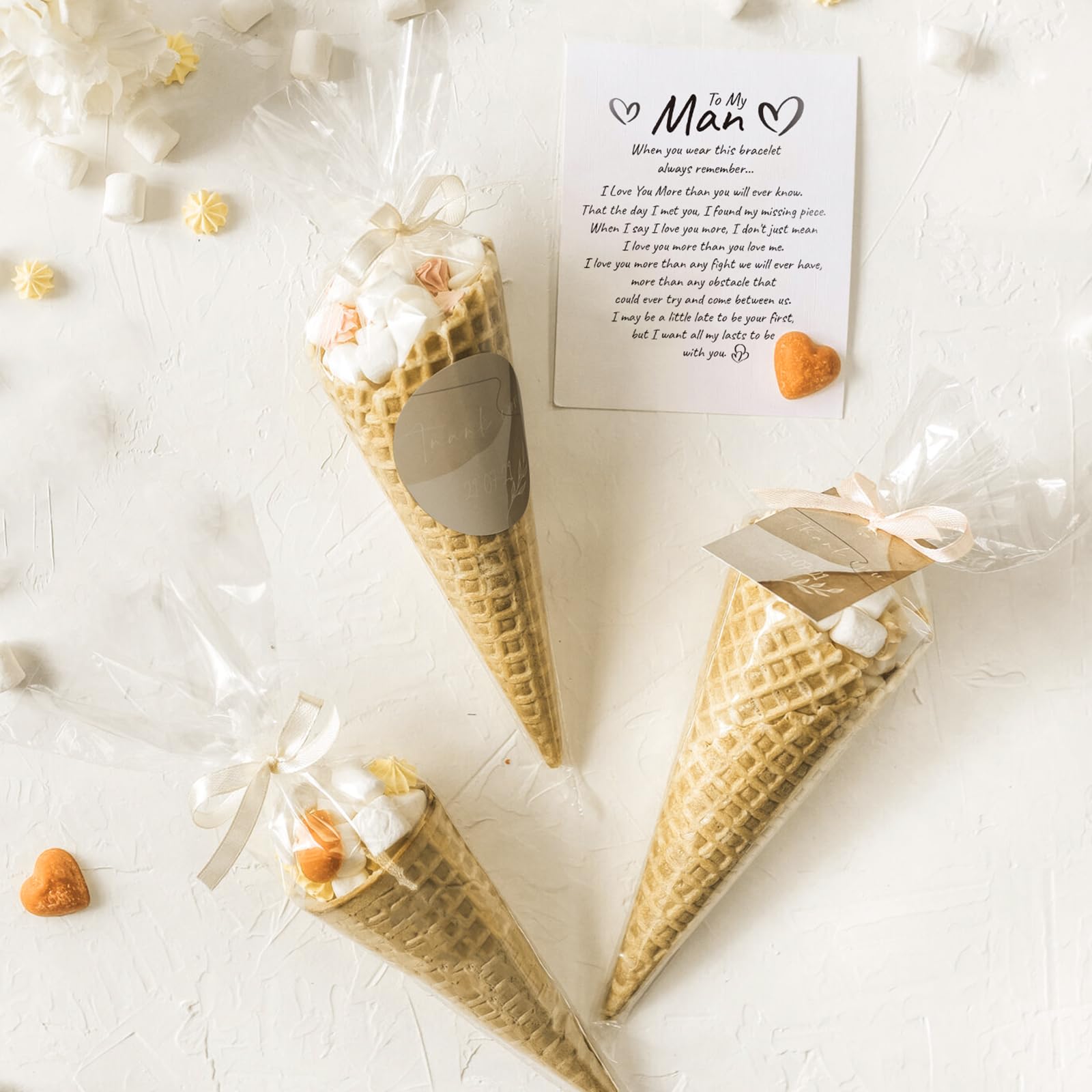 100 Pack Clear Cone Shaped Treat Bags with Twist Ties - 10x5 Inches Triangle Cellophane Bags for Popcorn, Candy, Cookies - Perfect for Birthday Parties, Baby Showers & Holiday Gift Packaging