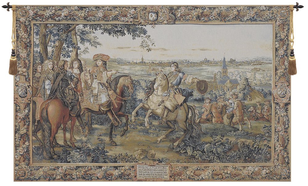 Louis XIV Belgian Tapestry Wall Hanging - 165x102 Inch Cotton Wool Tapestry by Charles le Brun | Luxury Home Decor for Living Room, Bedroom & Palace Style Interiors