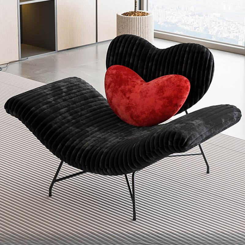 Minimalist Striped Lounge Chair with Midnight Black Pillow Back - Reclining Sofa with Removable Slipcover & Cushion - Perfect for Living Room, Bedroom or Office Relaxation