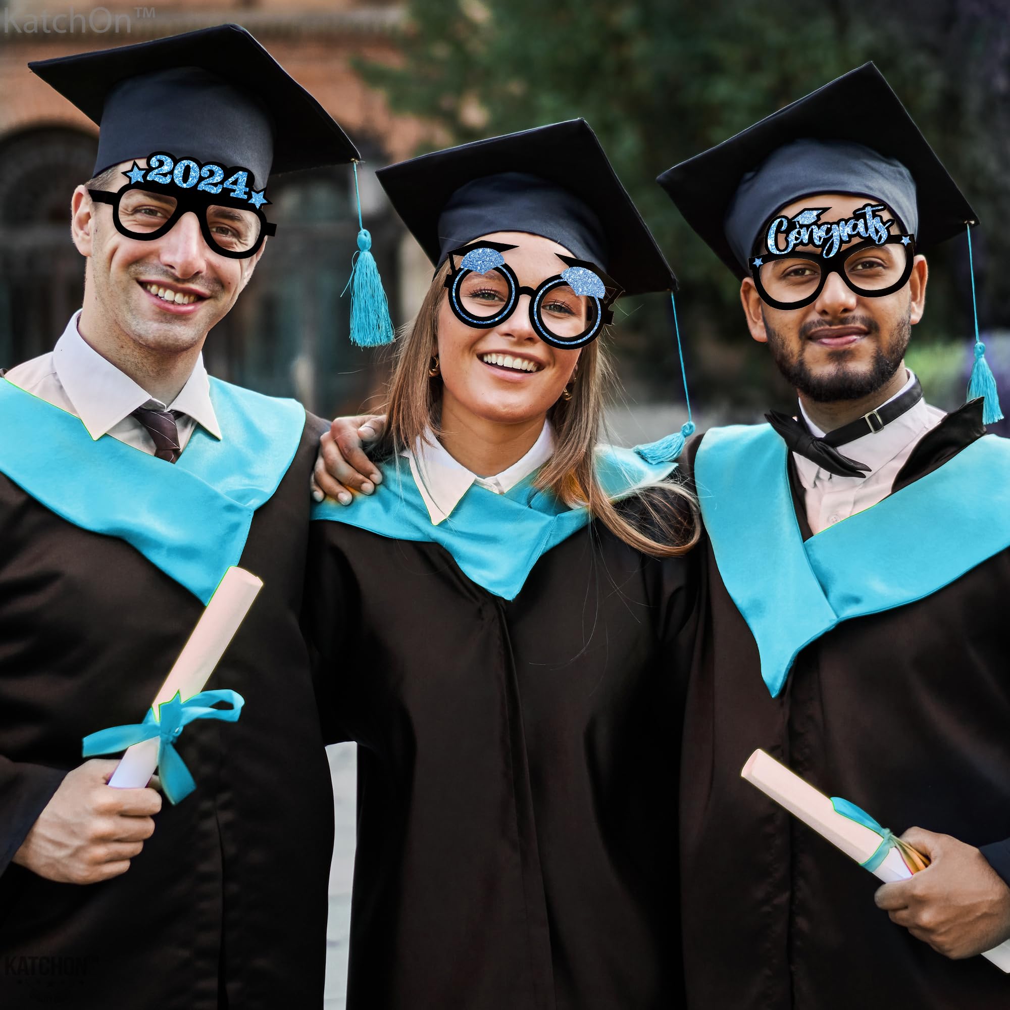 KatchOn Blue Graduation Glasses 2024 - Pack of 12 | Class of 2024 Graduation Party Decorations, Photo Booth Props & Party Favors | Perfect for Graduation Ceremonies, Photo Shoots & Celebration Events