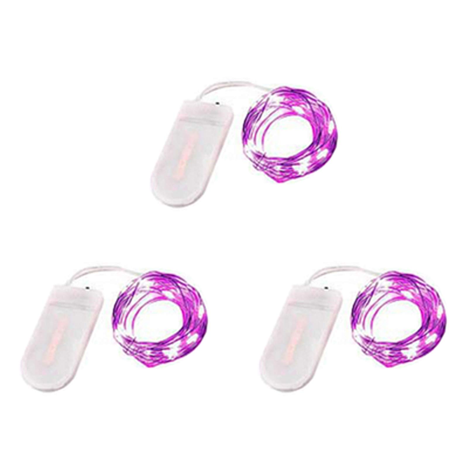 3 Pack 6.6ft 20 LED Battery Operated Fairy Lights - Silver Wire Starry String Lights for DIY, Wedding, Party, Festival, Halloween & Christmas Decor (Purple) | Indoor & Outdoor Decoration, Bedroom, Garden, Patio Lighting