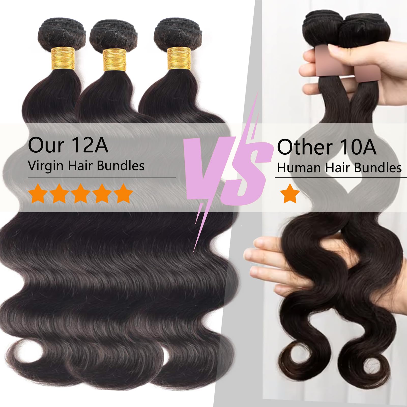 40 Inch Long Body Wave Virgin Human Hair Bundle - 12A Grade Single Bundle Natural Color Hair Extensions for Styling & Volume Boost - Perfect for Weaves, Ponytails & Everyday Wear