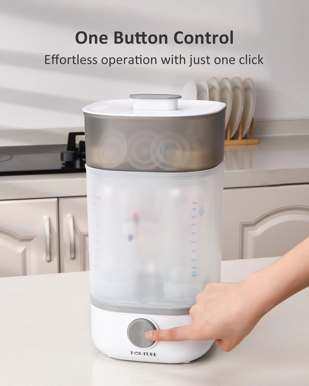 HAUTURE Electric Baby Bottle Sterilizer - Compact Steam Sanitizer for Bottles, Pacifiers & Breast Pump Parts | One-Button Operation | Perfect for Home, Travel & Daycare Use