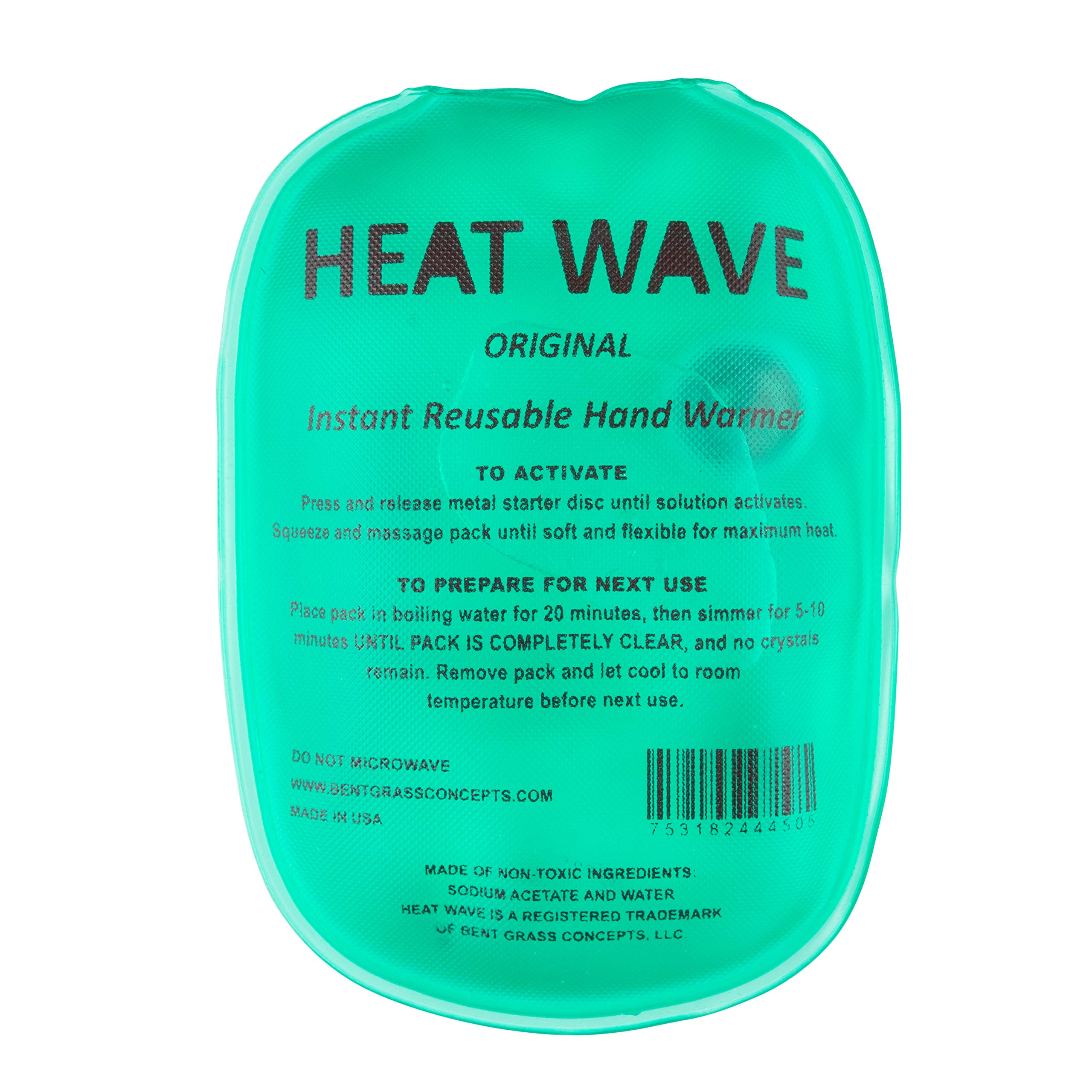 Instant Heat Hand Warmer 3x5 Reusable - Small Green (4 Pack) for Outdoor Activities, Skiing, Hunting & Winter Sports