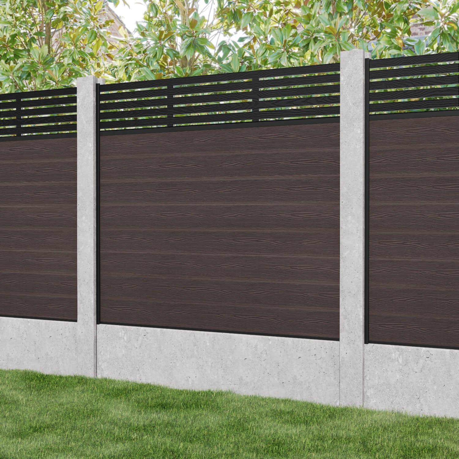 Classic Aspen Fence Panel - Mid Brown Wood Privacy Screen for Concrete Posts - Perfect for Backyard, Garden, and Property Boundary Fencing