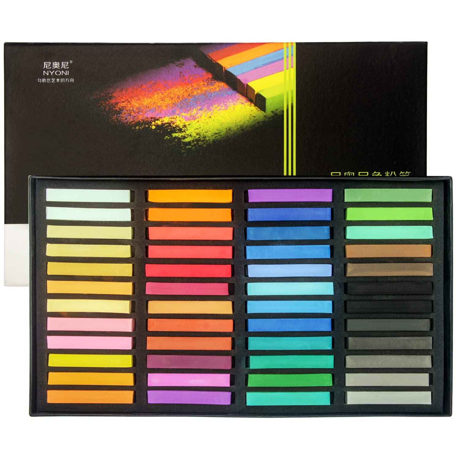 Non-Toxic Soft Pastel Chalk Set - 48 Vibrant Square Colors for Professional Drawing, Blending & Shading | Premium Art Supplies for Kids, Beginners & Experienced Artists | Perfect for Sketching, Portraits & Classroom Projects